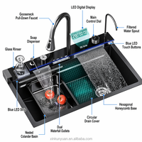 Robinet numérique intelligent à cascade en acier inoxydable 304, évier de cuisine moderne multifonctionnel à grand bac unique