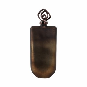 Sculptural Glass Vase With Topper <b>Bottle</b> Form Decorative Flower Vase For Living Room <b>Warm</b> Home Decor Accents - Product Image 1