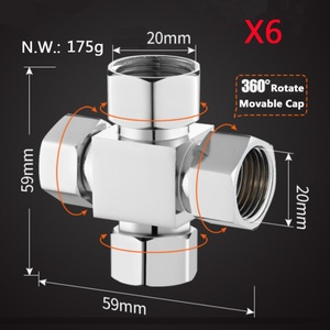 Adaptateur en laiton X6 pour robinet de salle de bain et cuisine, avec raccord de dérivation pour tuyau d'arrosage - Product Image 2