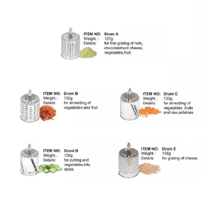 Outils de cuisine multifonctionnels 5 en 1 Râpe à <span class=keywords><strong>fruits</strong></span> en acier inoxydable Trancheuse Déchiqueteuse Coupe-<span class=keywords><strong>légumes</strong></span> rotative avec ventouses - Product Image 2