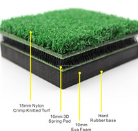 Tapis de golf GSM 3D-1 octogonal pliable pour l'entraînement au swing, tapis d'entraînement pour la practice, en nylon épais 40 mm, 1500x1500 mm