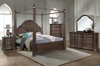 Ensemble de chambre à coucher en bois massif au design moderne, lit à baldaquin de style antique avec cadre de lit en bois de haute qualité, ensembles de chambre à coucher king size