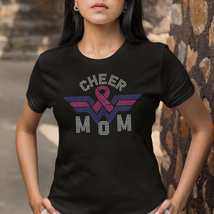 Transferencias Termoadhesivas de Diamantes de Imitación con Diseño de Mamá Animadora y Concientización sobre el Cáncer de <span class=keywords><strong>Mama</strong></span>, las Más Vendidas para Camisetas - Product Image 1