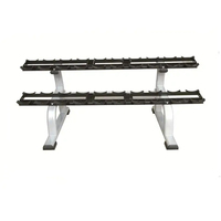 Support d'haltères à 2 niveaux pour salle de sport commerciale Supports de bancs réglables Support à double couche Style moderne Équipement de fitness durable et solide