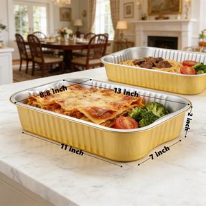 1000ml Gold Color Rectangular Heat Sealing Microwavable Tray Disposable Aluminum <b>Foil</b> Food Packaging <b>Container</b> - Product Image 4