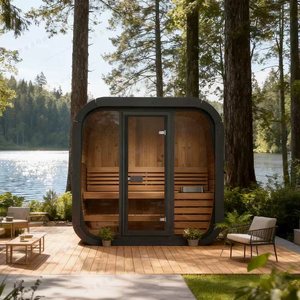 Sauna infrarouge extérieur GRAND LUXE |   Cabane moderne en bois massif et verre |   Système de chauffage électrique 6-15 kW - Product Image 3