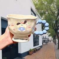 Tasse en céramique motif dessin animé chiot et lapin, très prisée, pour couples, idéale pour les anniversaires de filles