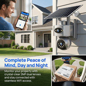 Caméra solaire PTZ 4MP WiFi AOV à double objectif, vision nocturne couleur, détection de mouvement PIR, panneau solaire et <span class=keywords><strong>batterie</strong></span> V380 Pro - Product Image 2