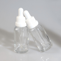 Flacons compte-gouttes transparents pour soins de la peau 5ml 10ml 15ml 20ml 30ml 50ml 100ml – Bouteilles en verre à tête large avec opercule inviolable pour huiles essentielles et cosmétiques