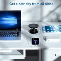 Prise escamotable tout-en-un pour économiser de l'espace, chargeur sans fil 15W, 4 prises AC, double USB-A, double USB-C pour bureau de conférence