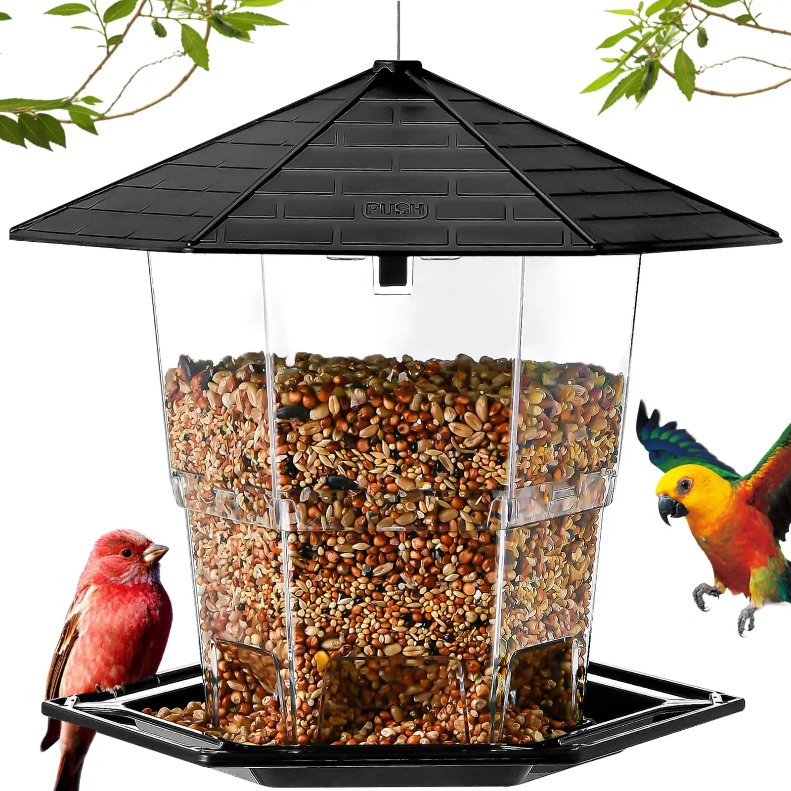 Alimentadores de pássaros para alimentador externo com um recurso de trava