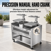 Chariot de barbecue moderne en acier inoxydable durable à hauteur réglable pour la cuisson au charbon de bois à l'argentin