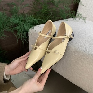 2025 <b>Pointed</b> <b>Toe</b> Women Mary Jane Black Silver Casual Mules Belt Buckle Shallow Low <b>Flat</b> Party Pumps Size 39 Shoes - Product Image 4