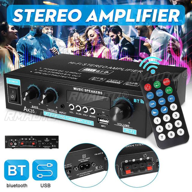800W Stereo Remote Control Surround Sound Multifunctional Digital Amplifier Dual Channel Mini HIFI Support TF Card bluetooth 5.0