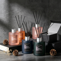 Flacon diffuseur de luxe en verre coloré à facettes de 100 ml, ambre givré, pour diffuseur à bâtonnets d'aromathérapie, vente en gros, OEM