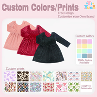 Robe Romantique Unie à Manches Longues pour Petites Filles, Col Rond, Taille Empire, Jupe Évasée, Service Personnalisé pour Tenues de Fête et Événements pour Enfants
