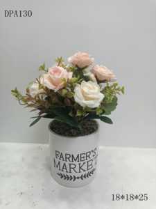 Flores artificiales en maceta de seda, rosas, <span class=keywords><strong>dalias</strong></span>, peonías, bonsái, <span class=keywords><strong>casa</strong></span>, oficina, restaurante, mesa, centros de mesa, decoración de alféizar - Product Image 3
