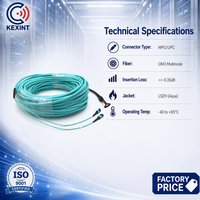 Câble de raccordement à fibres optiques KEXINT MPO vers MPO 24 cœurs OM3 avec gaine extérieure en PVC/LSZH bleue et œil de tirage