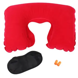 Venta al por mayor tienen de flocado de PVC en forma de U cuello almohada de viaje para una cómoda almohada inflable
