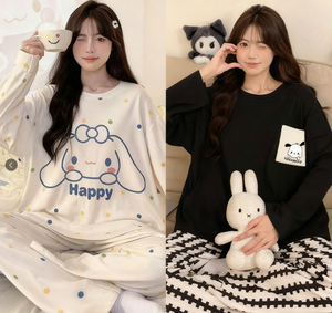 Acquista uno prendi un pigiama da donna in omaggio 2025 Casual e comodo a maniche lunghe con imbottitura sul petto autunno e inverno Set di abbigliamento per la casa - Product Image 2