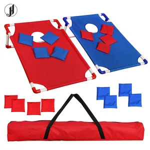 HJ bir oyun beanbag atma açık oyunları Cornhole Toss oyunu Set 2 kurulu ile 8 Cornhole fasulye torbaları
