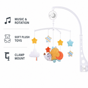 Mobile musicale rotante per culla con morbidi giocattoli pendenti a forma di stella, nuvola e riccio, aiuto rilassante per il sonno dei neonati - Product Image 3