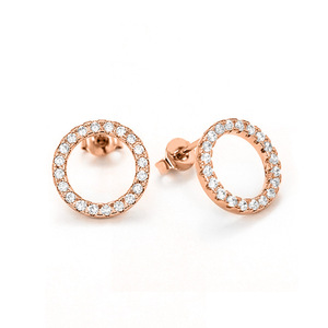 Orecchini a perno minimalisti a forma di O da donna con pietre trasparenti intarsiate, gioielli alla moda per le orecchie - Product Image 4