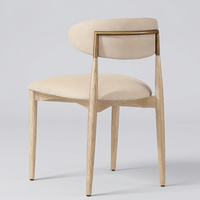 Chaise de salle à manger moderne en bois avec revêtement en cuir lisse, doux au toucher et résistant à l'eau, forme croissant, pour restaurants commerciaux