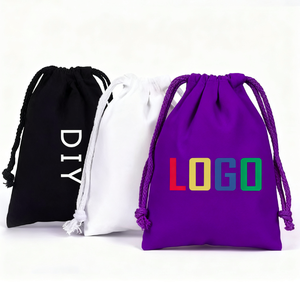 Pochette en coton avec logo personnalisé emballage en gros sacs à cordon en vrac pour cadeau d'entreprise marque promotionnelle - Product Image 2