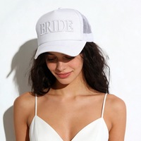 Cappello da Baseball Trucker Bianco con Ricamo 3D BRIDE, Traspirante, Casual, per Addio al Nubilato, Vendita all'Ingrosso
