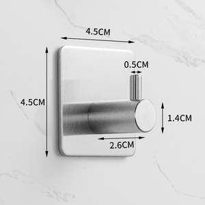 Promoción Ganchos para toallas negros mate Acero inoxidable Baño a prueba de herrumbre Toalla adhesiva Gancho para abrigos Gancho de pared de metal - Product Image 2