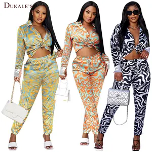 Women 2 Piece Dressy Outfits Casual Long Sleeve Loose Fit Lacing Shirts Blouses Tops Long Pants Sets Loungewear Streetwear Suits