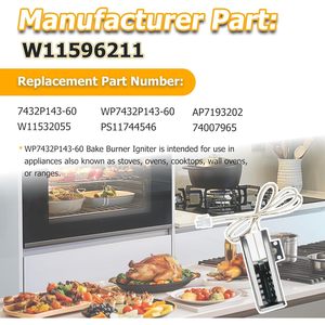 W11596211 WP7432P143-60 Elemento Calefactor para Horno, Acero Inoxidable, 220-240V, Eléctrico, Duradero, Repuesto para el Hogar - Product Image 3