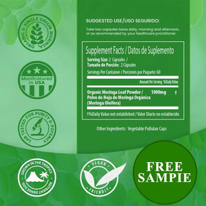 Compléments alimentaires biologiques pour adultes, marque privée OEM, 60 capsules de poudre de <span class=keywords><strong>Moringa</strong></span>, immunité, énergie, métabolisme - Product Image 4