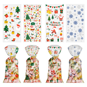 Sacs cadeaux en plastique OPP rectangulaires pour bonbons de Noël, pour les cadeaux de fête de Noël - Product Image 5