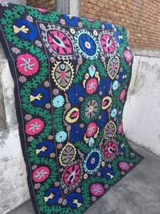 Traditional Uzbek Suzani Cotton <b>Throw</b> Hand Embroidered Bedsheet <b>Bed</b> <b>Cover</b> Colorful Wall Decor - Product Image 6