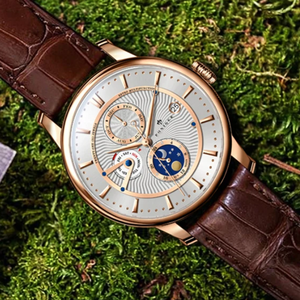 นาฬิกาอัตโนมัติ PONIGER P8.13 รุ่นธุรกิจ แสดงวันที่ สัปดาห์ เดือน วันกลางวัน วันกลางคืน หน้าปัดย่อย แสดงเวลาสองระบบ ปฏิทิน นาฬิกาจักรกลอัตโนมัติ - Product Image 6