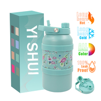 Mug de voyage 50 oz en acier inoxydable à double paroi, gobelet isotherme pour boissons et bière d'extérieur avec poignée et paille