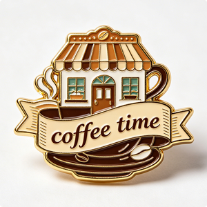 เข็มกลัดเคลือบลายแก้วกาแฟ ป้ายโลหะแบบ Letterpress สีทอง รูปดอกกานพลู สำหรับเป็นของขวัญและเครื่องประดับเสื้อผ้า - Product Image 5