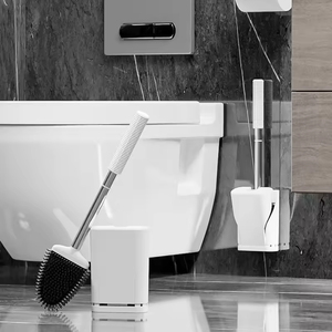 Ensemble de brosse de toilette murale avec manche en plastique, brosse longue et support pour salle de bain - Product Image 3