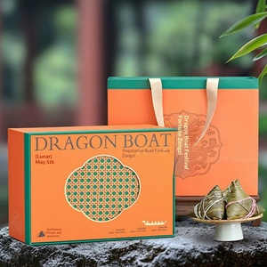 กล่องของขวัญทรงสี่เหลี่ยมสีเขียวสำหรับเทศกาลเรือมังกร บรรจุภัณฑ์ฝาปิดแบบกำหนดเองได้ทั้งฝาบนและฝาล่าง - Product Image 3