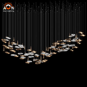 Plafonnier LED Aoyi Lighting en verre ambré et transparent en forme <span class=keywords><strong>de</strong></span> feuille - Décoration artistique contemporaine pour résidence haut <span class=keywords><strong>de</strong></span> gamme - Product Image 5