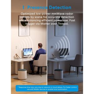 Meross Matter Presence <b>Sensor</b> 4-in-1 <b>Battery</b> Powered PIR <b>Light</b> <b>Sensor</b> Wall Mount Smart Home Device - Product Image 5