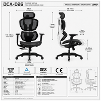 Chaise de Gaming Ergonomique en Maille avec Accoudoirs 4D Exosquelette Mecha, Siège Coulissant, Piston à Gaz Classe 4, Base en Nylon, Chaise de Bureau Informatique