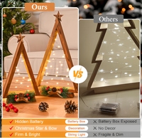 Hochwertiges 2er-Pack Stehende Holz-Weihnachtsbaum-Form Batteriebetriebene Flammen-Klare/Weiße Lichter für Küche Kamin Regal
