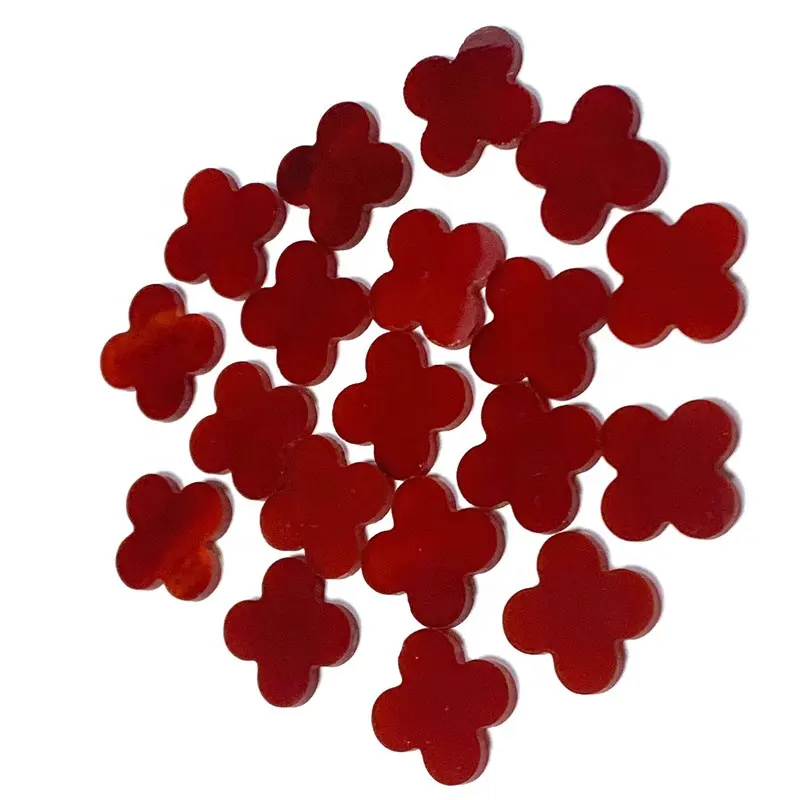 10m 12mm 14mm 16mm 18mm Natural Red Agate Four Leaf Clovers Red Onyx Gemstone for Necklace