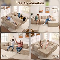 Canapé sectionnel nuage en mousse modulaire haute densité avec chaise en forme de L | Canapés rembourrés pour salon et chambre à coucher