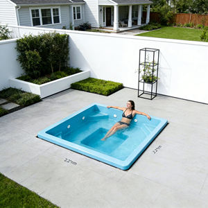 Piscine carrée en fibre de verre pour jardin avec siège intégré pour la détente à domicile, piscine hors sol, spa extérieur - Product Image 1