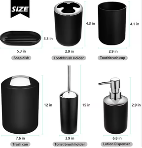 Ensemble d'accessoires de salle de bain traditionnels écologiques en plastique rond de 6 pièces avec distributeurs de savon Porte-brosse à dents pour la maison ou l'hôtel - Product Image 3