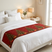 Chemin de lit de Noël, tapis de table, style dessin animé, tissu RPET, dos antidérapant en caoutchouc, impression intégrale, logo personnalisé, 200x240mm